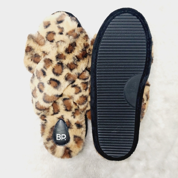 NEW BP. Bundle Of Two Sophie Brown Leopard Faux Fur Criss Cross Slippers S131 - Picture 5 of 9